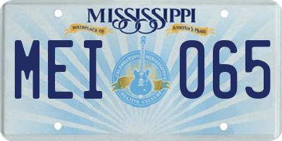 MS license plate MEI065