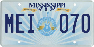 MS license plate MEI070