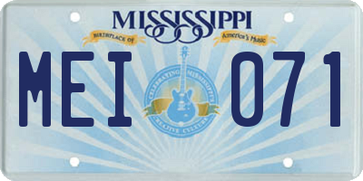 MS license plate MEI071