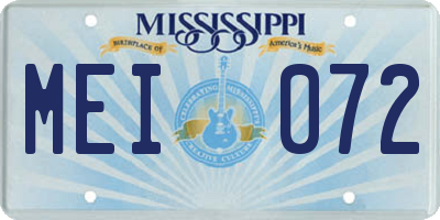 MS license plate MEI072