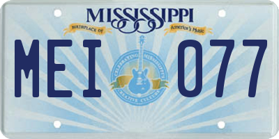 MS license plate MEI077