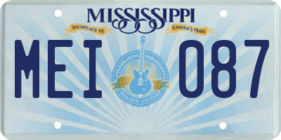 MS license plate MEI087