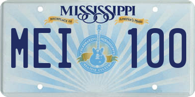 MS license plate MEI100