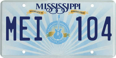 MS license plate MEI104