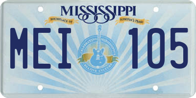 MS license plate MEI105