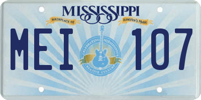 MS license plate MEI107