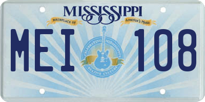MS license plate MEI108