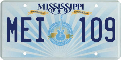 MS license plate MEI109