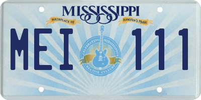 MS license plate MEI111