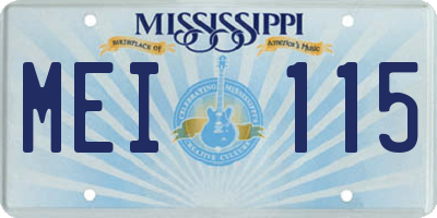 MS license plate MEI115