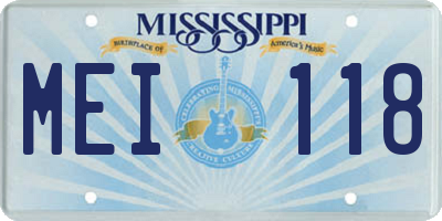 MS license plate MEI118