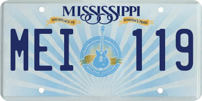 MS license plate MEI119
