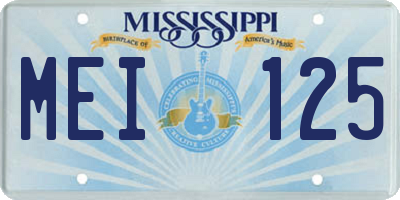 MS license plate MEI125