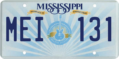 MS license plate MEI131