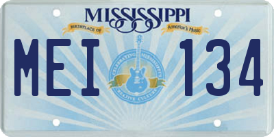 MS license plate MEI134