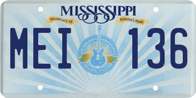 MS license plate MEI136