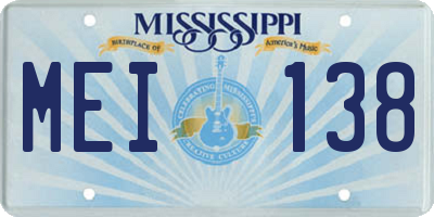 MS license plate MEI138
