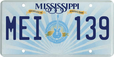 MS license plate MEI139
