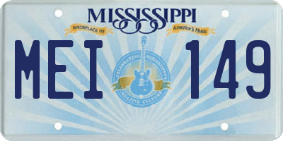 MS license plate MEI149