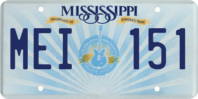 MS license plate MEI151