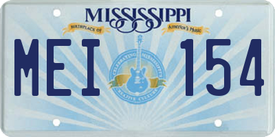 MS license plate MEI154