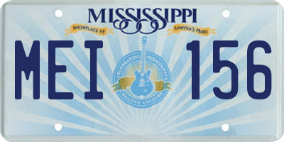 MS license plate MEI156