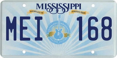 MS license plate MEI168