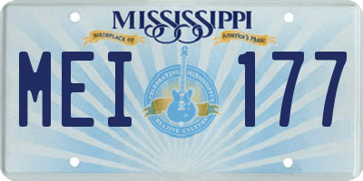 MS license plate MEI177