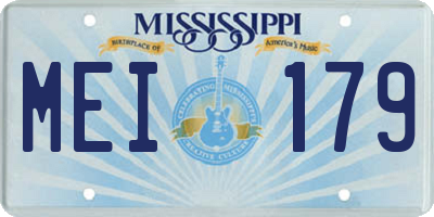 MS license plate MEI179