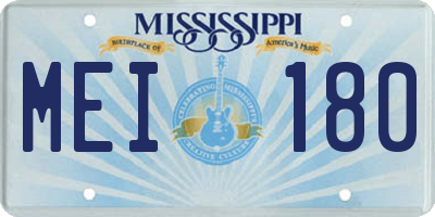 MS license plate MEI180