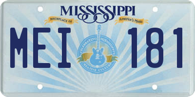 MS license plate MEI181
