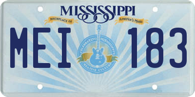 MS license plate MEI183