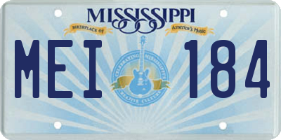 MS license plate MEI184