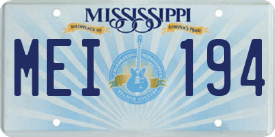 MS license plate MEI194