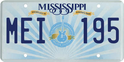 MS license plate MEI195