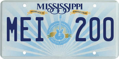 MS license plate MEI200