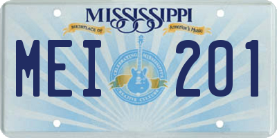 MS license plate MEI201