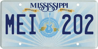 MS license plate MEI202