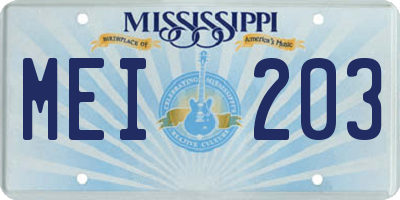 MS license plate MEI203