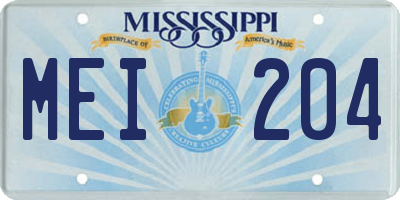 MS license plate MEI204