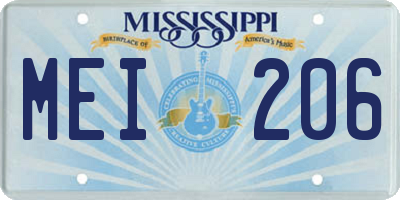 MS license plate MEI206