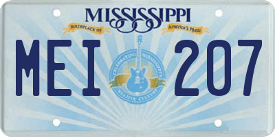 MS license plate MEI207
