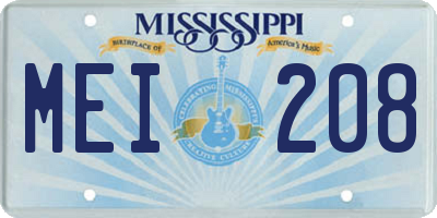 MS license plate MEI208