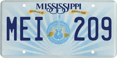 MS license plate MEI209