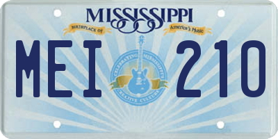 MS license plate MEI210