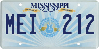 MS license plate MEI212