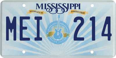 MS license plate MEI214