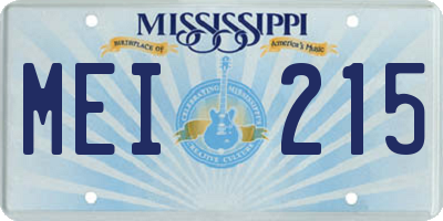 MS license plate MEI215