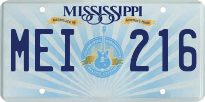MS license plate MEI216