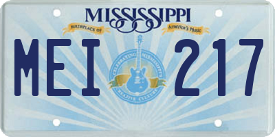 MS license plate MEI217